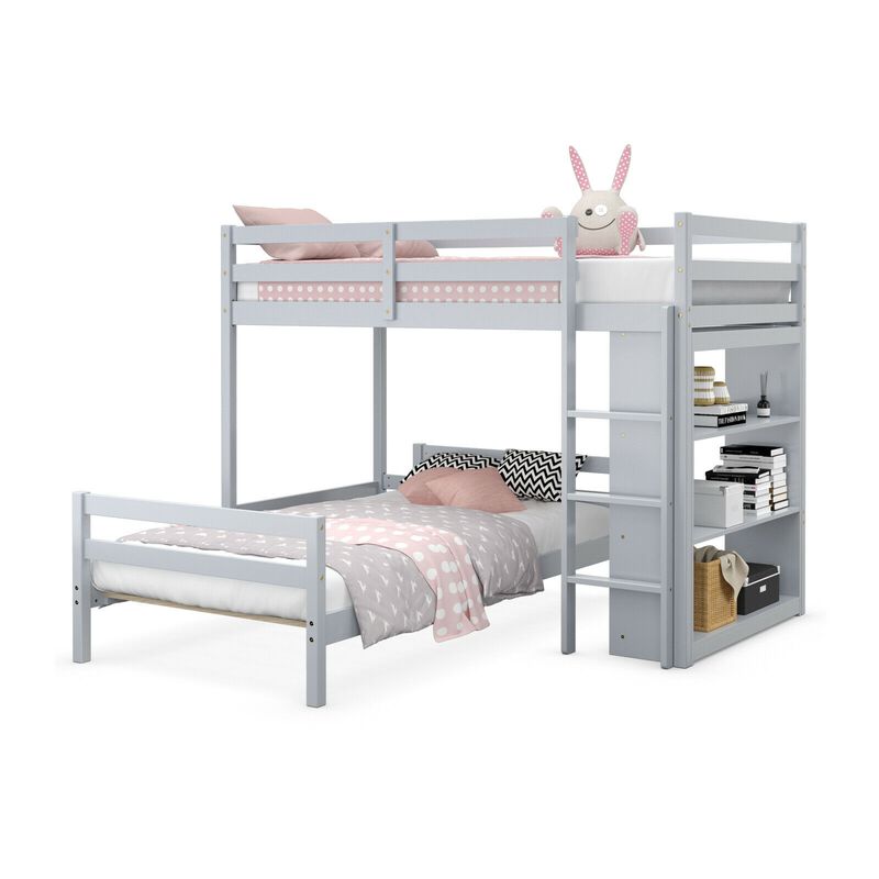 Twin Over Twin Loft Bunk Bed with Bookcase