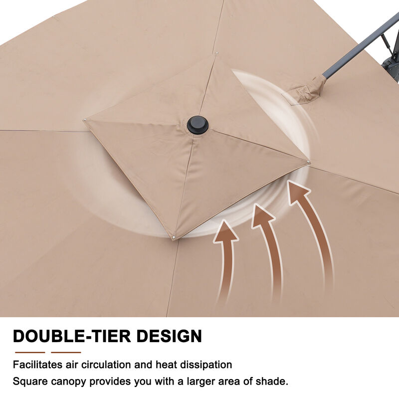MONDAWE 10 ft. Square Offset Cantilever Outdoor Patio Umbrella