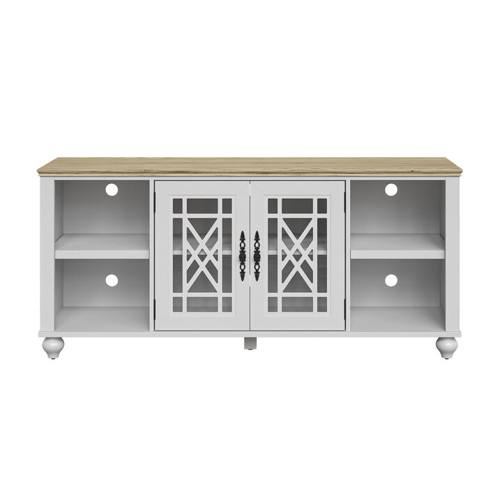 FESTIVO 60" Vintage Style TV Stand with Carved Doors for TVs Up to 70"