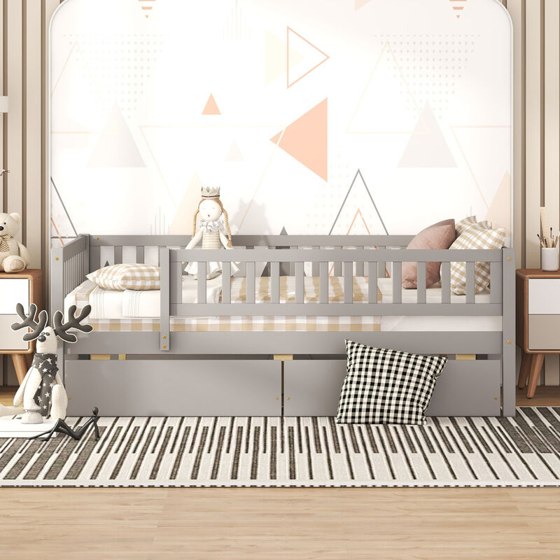 Full Size Daybed Wood Bed With Two Drawers
