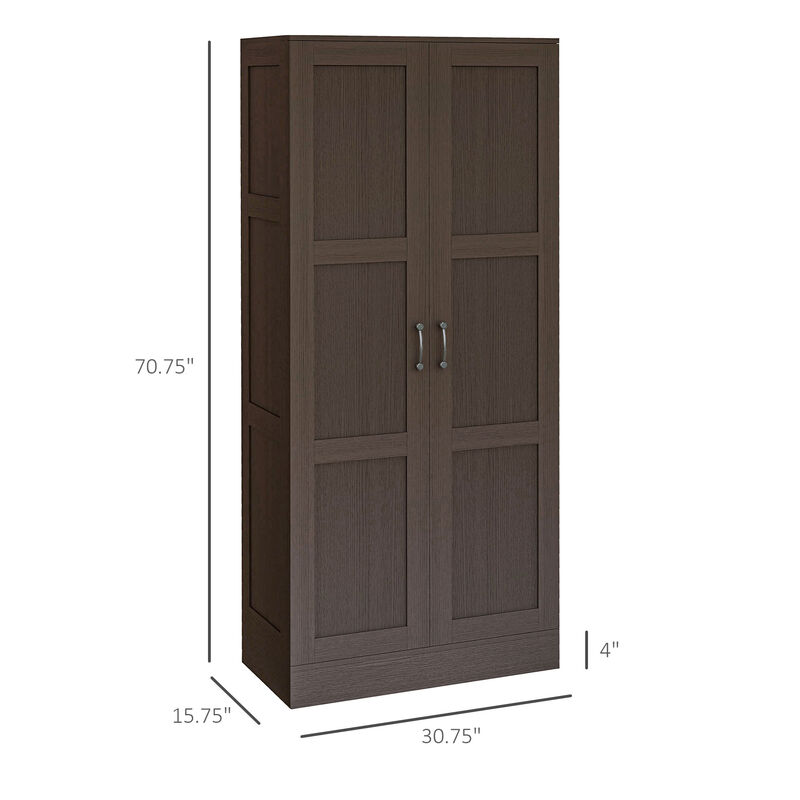 HOMCOM Storage Cabinet w/ Storage Shelves, Pantry Cupboard Cabinet, Coffee