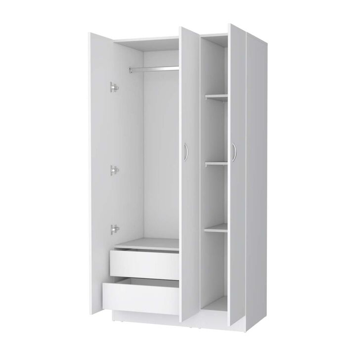 Augusta 3-Door Wardrobe With Hanging Rod White