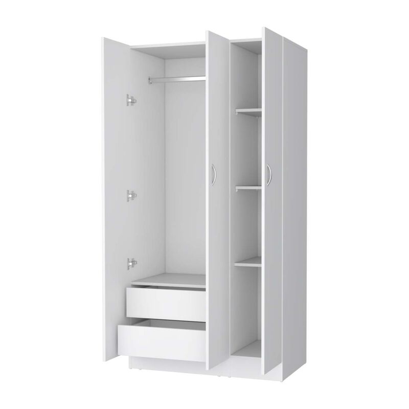 Augusta 3-Door Wardrobe With Hanging Rod White