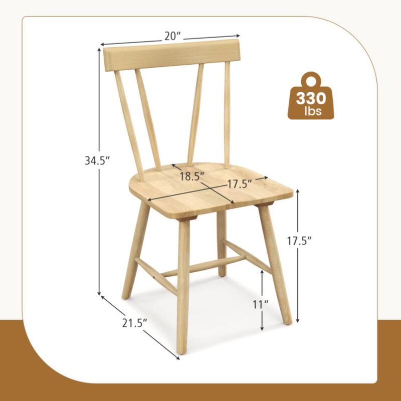 Hivvago Windsor Style Armless Chairs with Solid Rubber Wood Frame