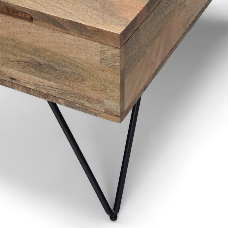 Simpli Home Hunter Solid Mango Wood Lift Top Square Coffee Table In Natural