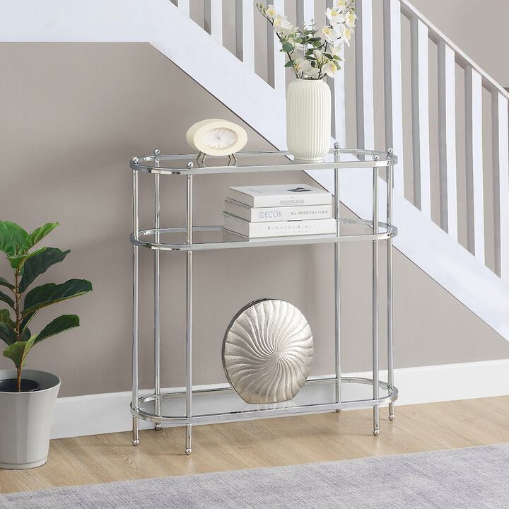 Convenience Concepts Royal Crest 3 Tier Glass Oval Entryway Hall Table