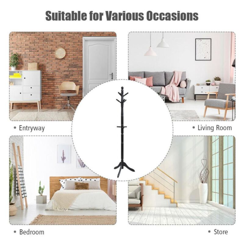 Hivvago Entryway Height Adjustable Coat Stand with 9 Hooks