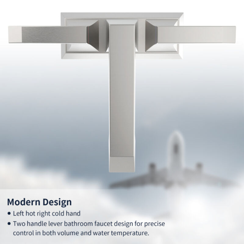 2-Handle Heavy-Duty Bathroom Faucet with Drain & Supply Kits, Modern Deck-Mounted Sink Faucet