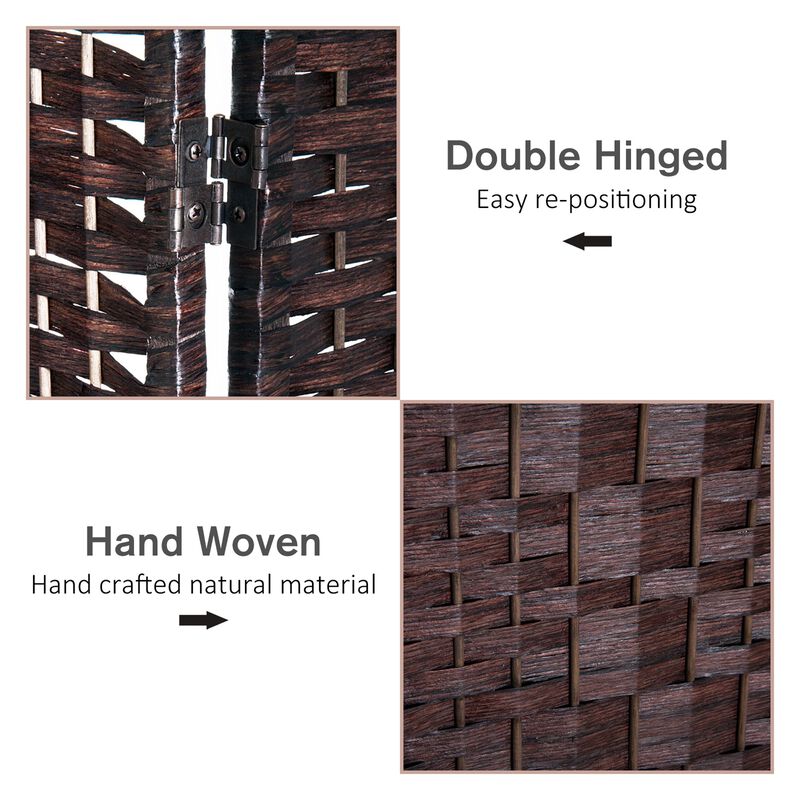 Brown Privacy Screen: 3-Panel 6' Tall Folding Wicker Room Divider