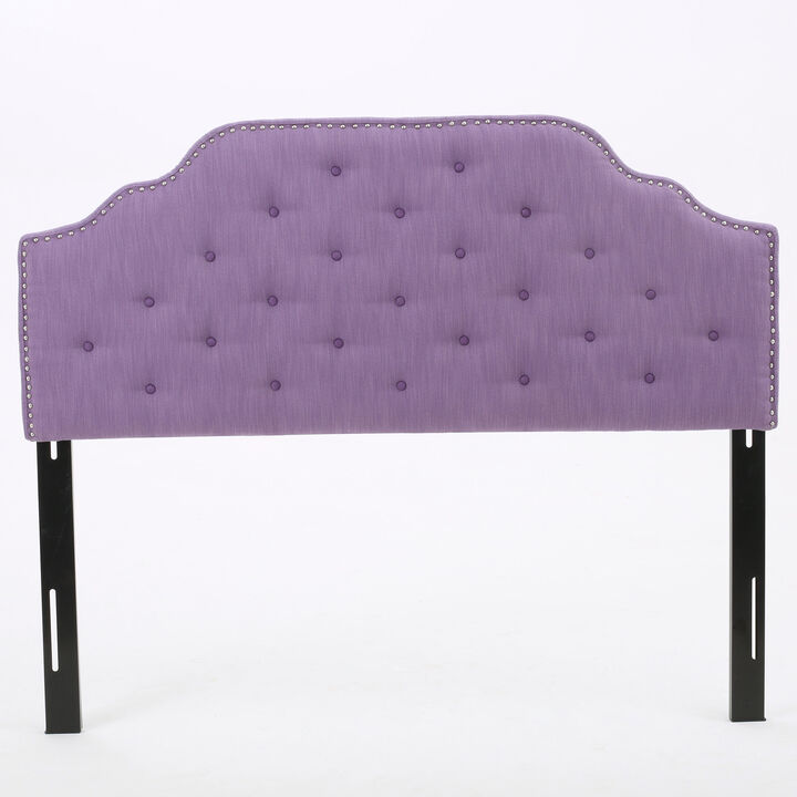 Contemporary Button-Tufted Upholstered Headboard with Nailhead Accents