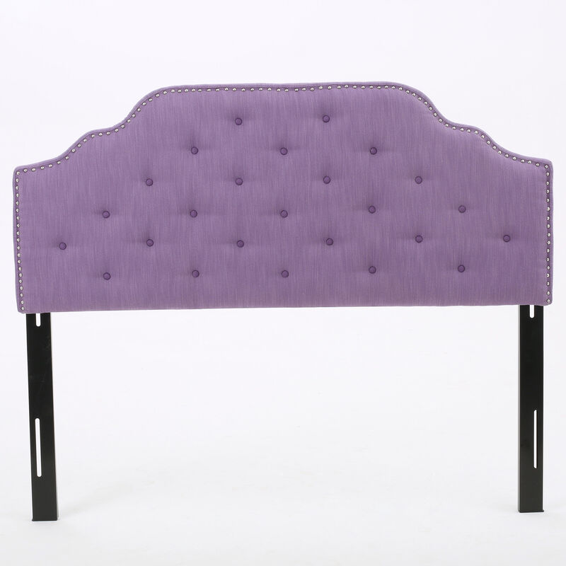 Contemporary Button-Tufted Upholstered Headboard with Nailhead Accents
