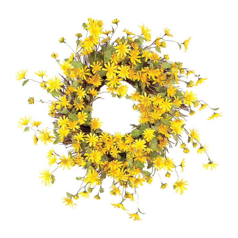 Yellow Daisy Spring Floral Wreath  23-Inch