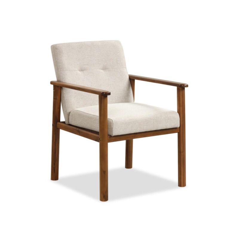 Hivvago Modern Accent Linen Fabric Armchair with Solid Wood Legs and Soft Cushioned Seat