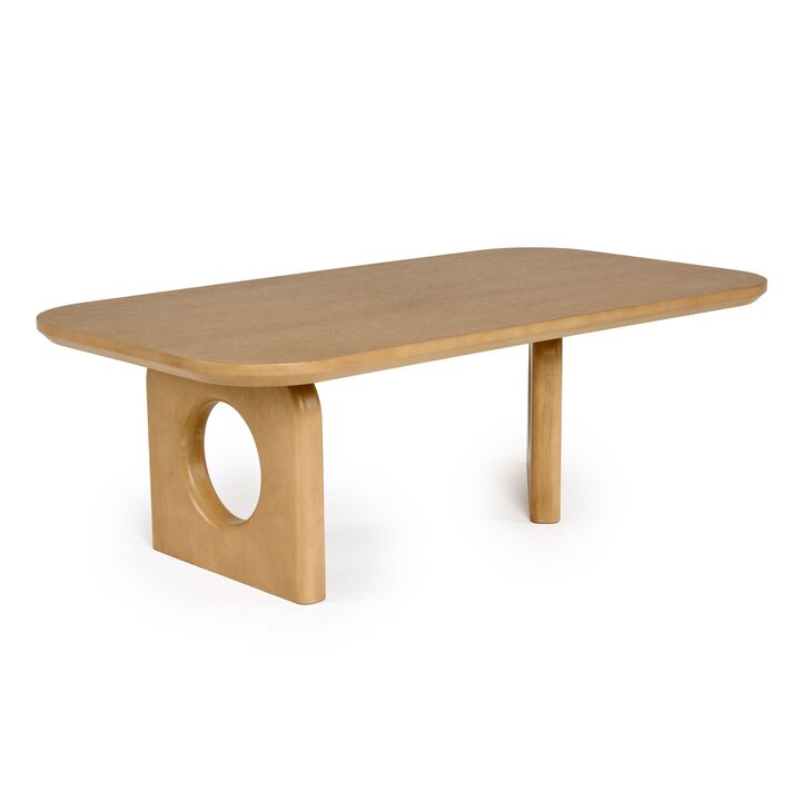 Noe Ohan 50 Inch Coffee Table, Rectangular, Light Brown Solid Rubberwood - Benzara
