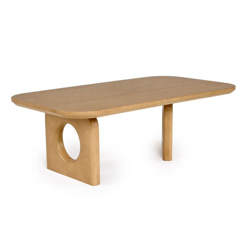 Noe Ohan 50 Inch Coffee Table, Rectangular, Light Brown Solid Rubberwood - Benzara