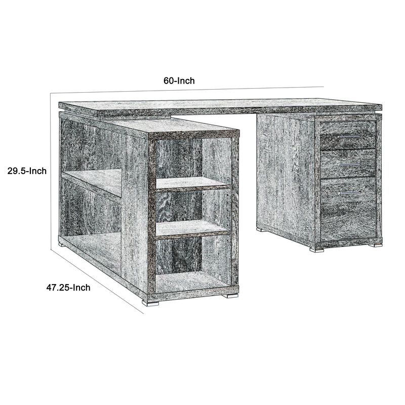 Modern Style Wooden Office Desk, Gray-Benzara