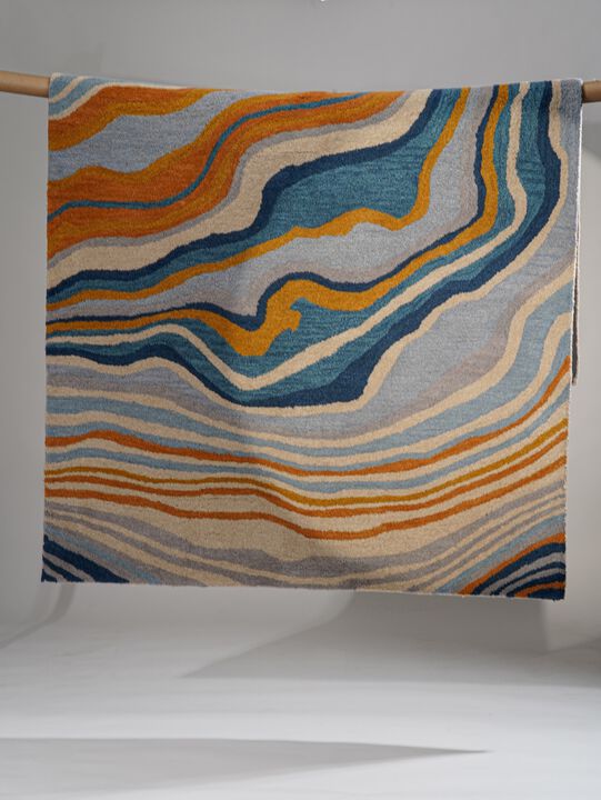 RUGSOTIC CARPETS HAND TUFTED WOOL ECO-FRIENDLY AREA RUGS  - 4'x6', Rectangle Shape, Multicolor, Abstract Modern Design, High Pile Thick Handmade Area Rugs for Living Room, Bed Room (K00S17)
