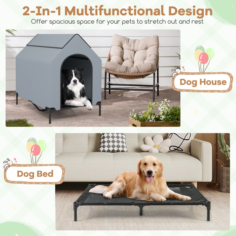 Outdoor Elevated Pet House with Ventilated Windows for Better Airflow