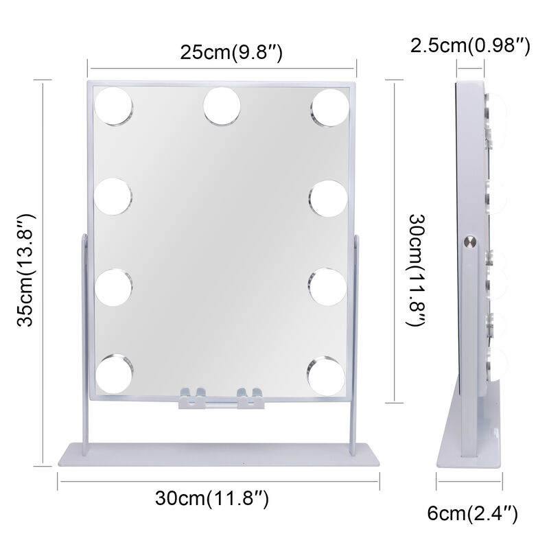 10''*12''Hollywood Makeup Vanity Mirror 9 LED Blubls with Buletooth Wireless Charging White   Clearance Sale!!!!