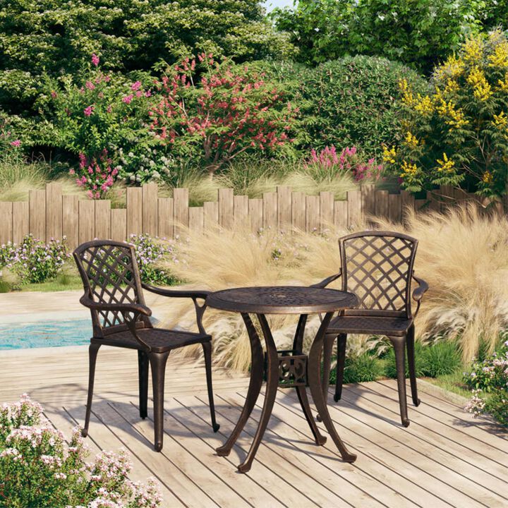 vidaXL 3 Piece Bistro Set Cast Aluminum Bronze