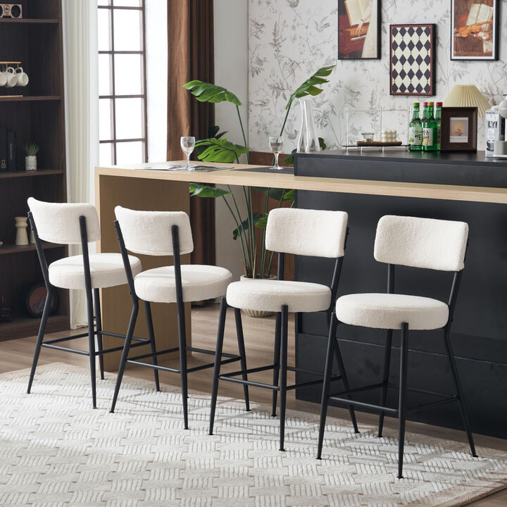 Modern teddy fabric bar stools - Stylish island seating
