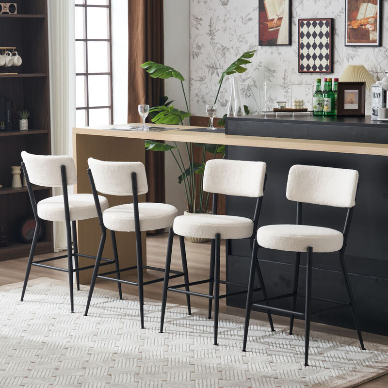 Modern teddy fabric bar stools - Stylish island seating