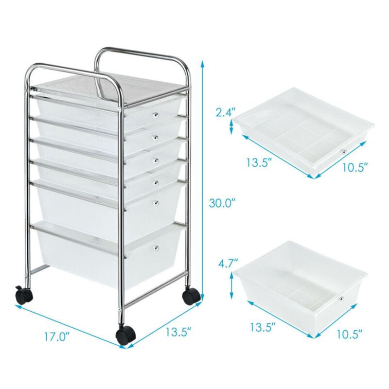 Hivvago 6 Drawers Rolling Storage Cart Organizer