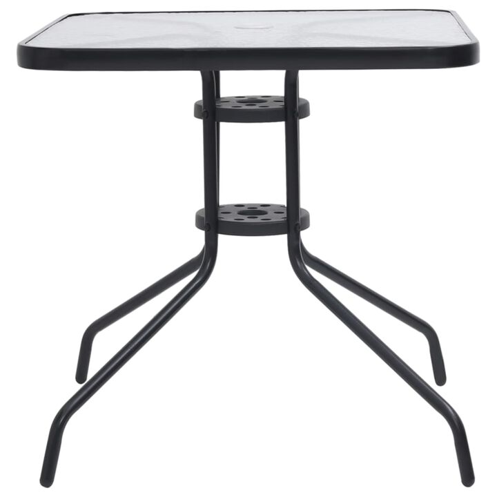 vidaXL Patio Table Black 27.6"x27.6"x27.6" Steel