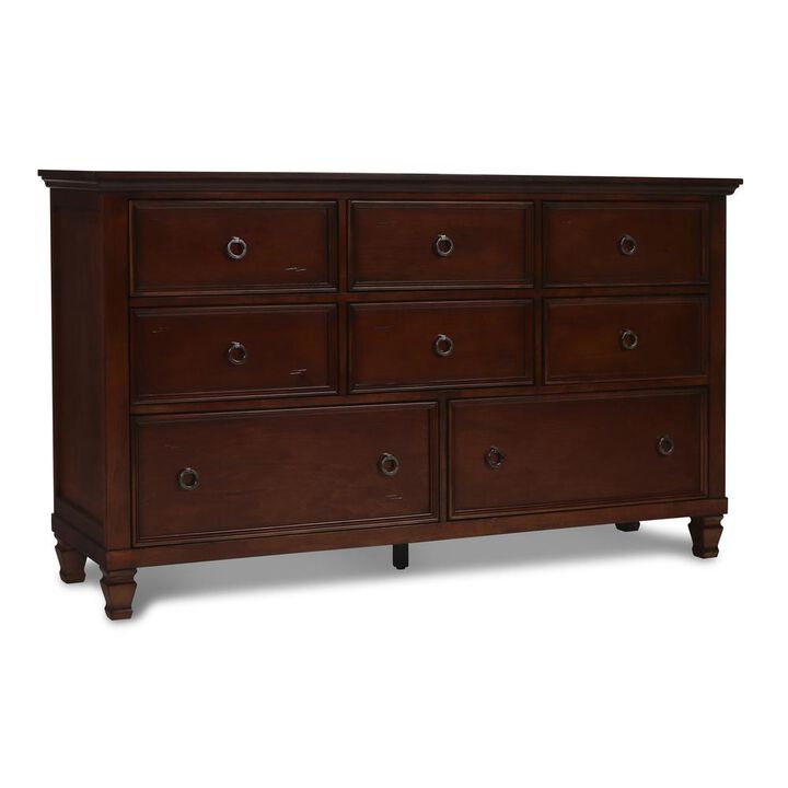 New Classic Furniture Furniture Tamarack Solid Wood 8-Drawer Dresser in Brown Cherry