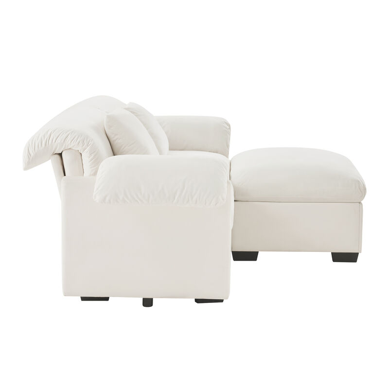 Merax Loveseat Sofa with Storage Reversible Ottoman