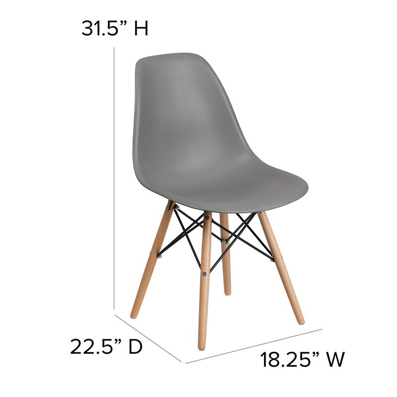 Flash Furniture Elon Series Moss Gray Plastic Chair with Wooden Legs