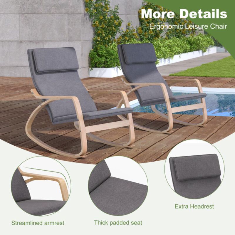 Hivvago Stable Wooden Frame Leisure Rocking Chair with Removable Upholstered Cushion