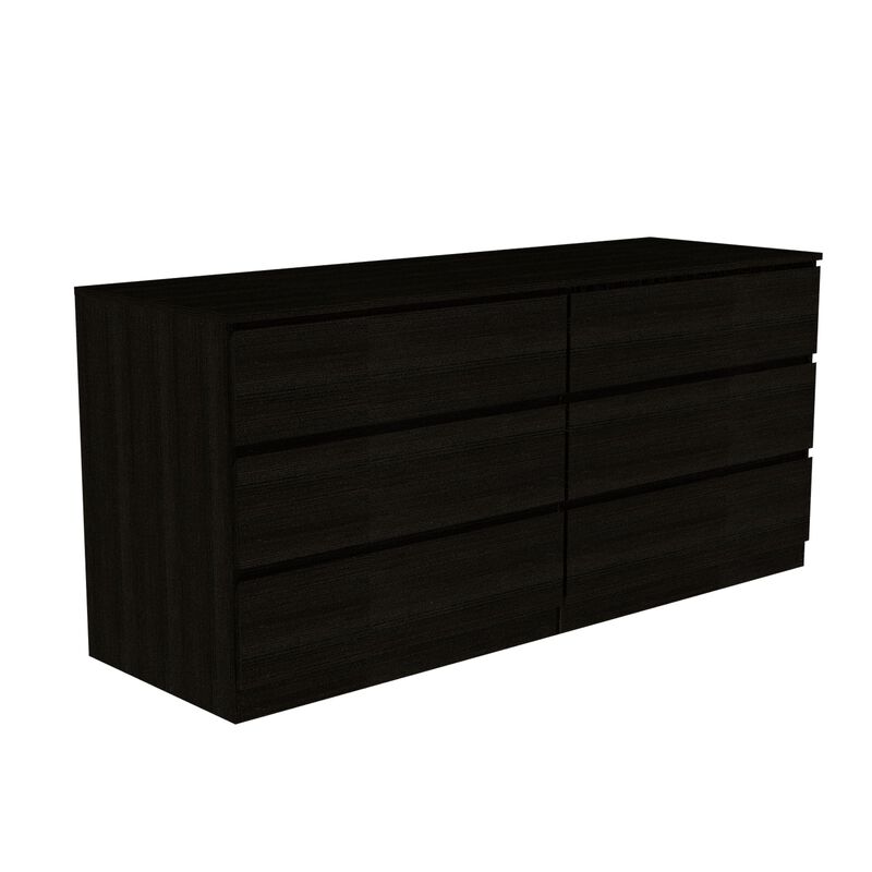 DEPOT E-SHOP Medway 3 Piece Bedroom Set, 2 Cocora 6 Drawer Double Dressers + Capri Three Drawer Dresser, Black