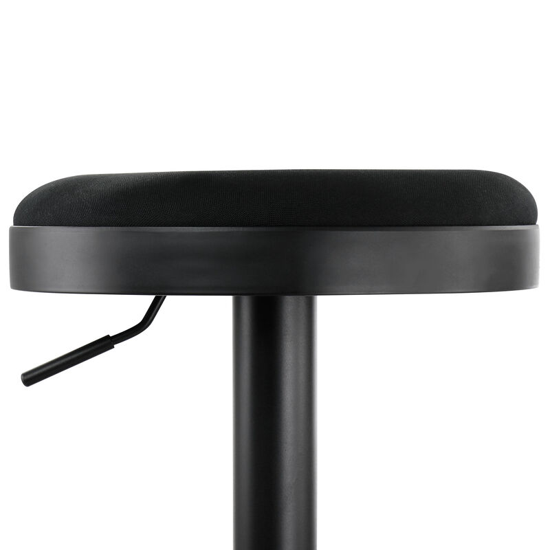 Elama 2 Piece Backless Adjustable Fabric Bar Stool in Black with Black Base