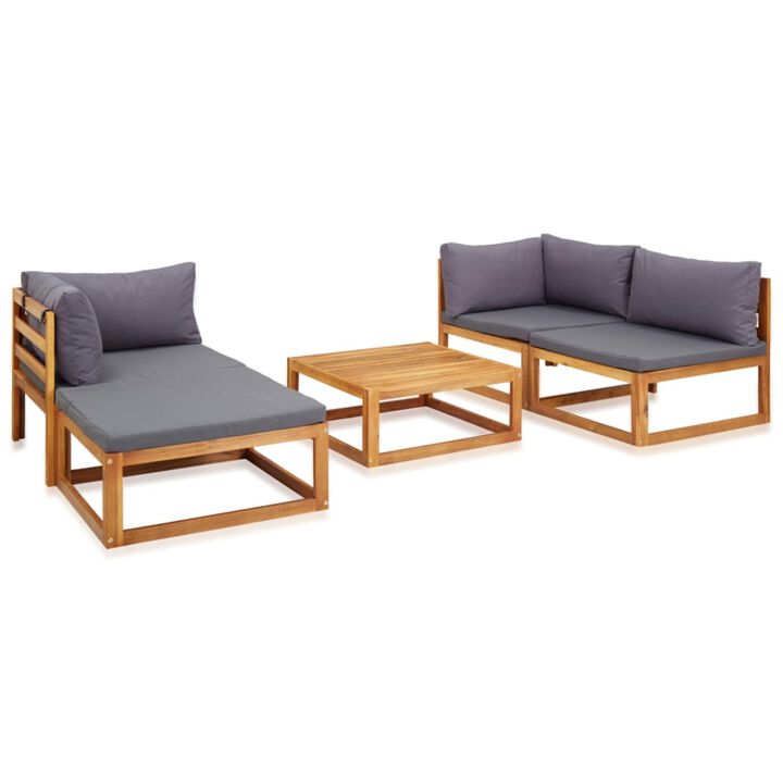 vidaXL 5 Piece Garden Lounge Set with Cushions Solid Acacia Wood
