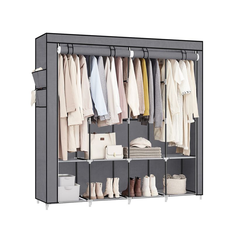 Portable Closet with Cover 4 Hanging Rods and Shelves