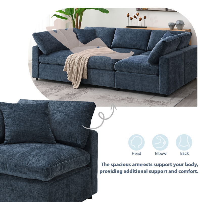 Merax 6 Seats Chenille Sofa Set with Ottoman