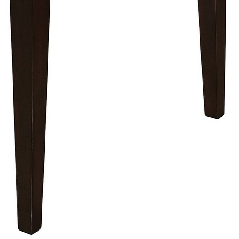 59 Inch Rectangular Dining Table, Tapered Legs, Dark Cappuccino Brown Wood - Benzara