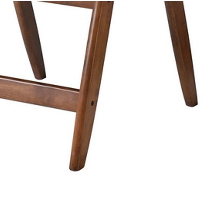 Stella 26 Inch Counter Height Chair, Orange Fabric, Cushions, Brown Wood  - Benzara