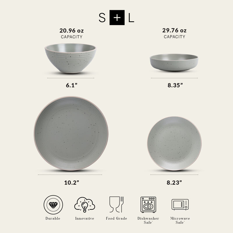 Stone Lain Lauren Stoneware 16 Piece Dinnerware Set
