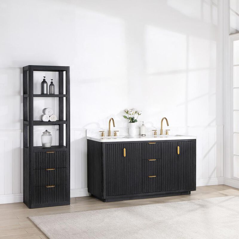 Vinnova Design Free-standing Double Bathroom Vanity with Composite top in Lightning White