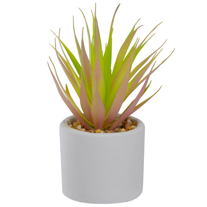 6.5" Green Artificial Sword Grass in a White Pot