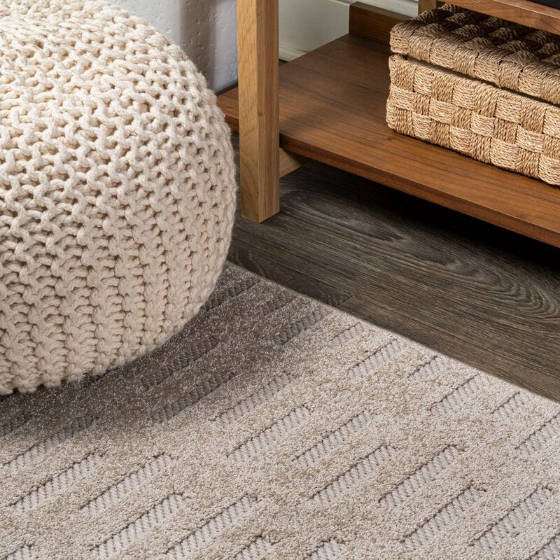 Xlendi High-Low Pile Moroccan Geometric Indoor/Outdoor Area Rug