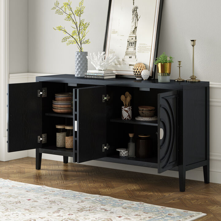 Merax Retro Circular Groove Door Sideboard