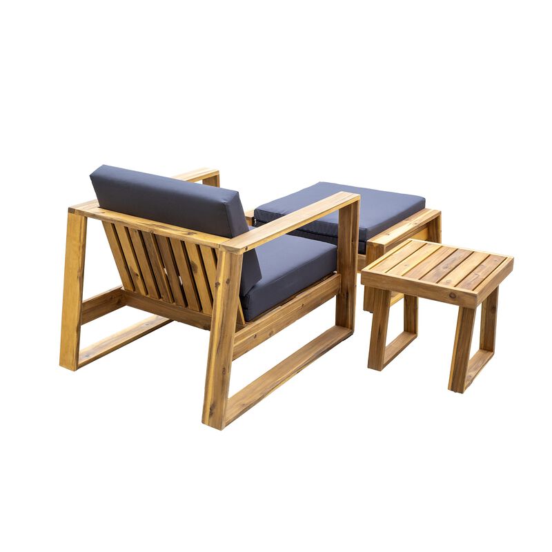 Merax Acacia Wood Outdoor Lounge Chair Seating Set