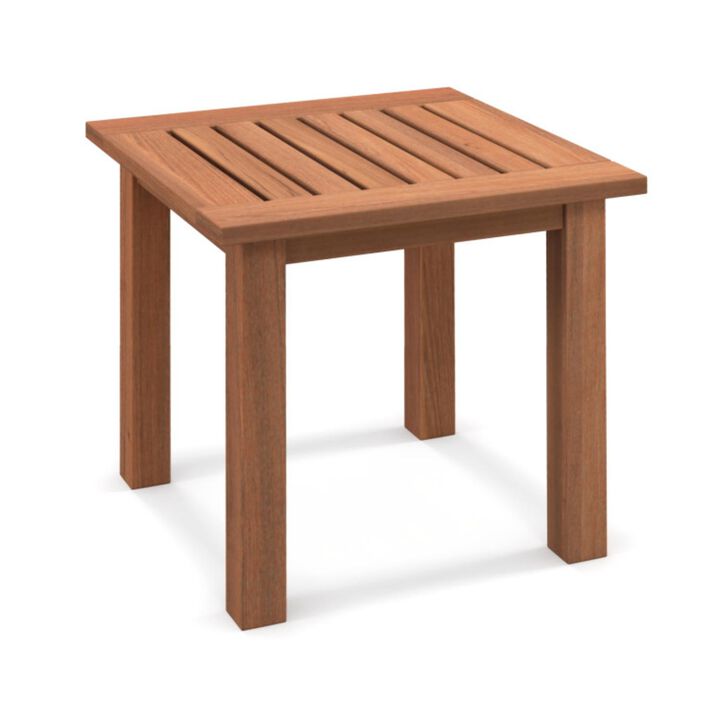 Hivvago Patio Hardwood Square Side Table with Slatted Tabletop