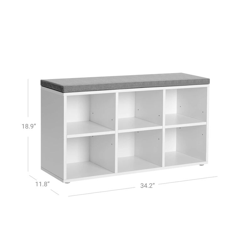 Shoe Bench with 6 Compartments and 3 Adjustable Shelves - Stylish Shoe Storage Organizer