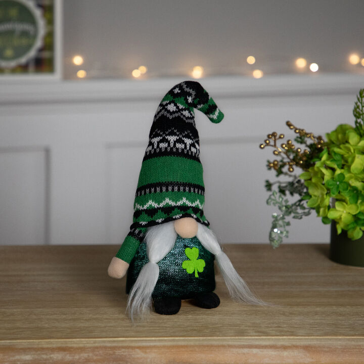 LED Lighted St. Patrick's Day Girl Gnome - 11.5" - Green