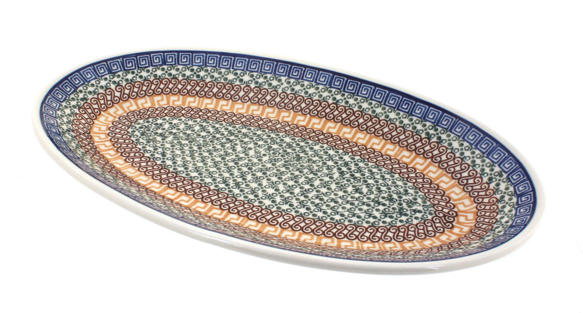 Blue Rose Polish Pottery Mardi Gras Oval Platter