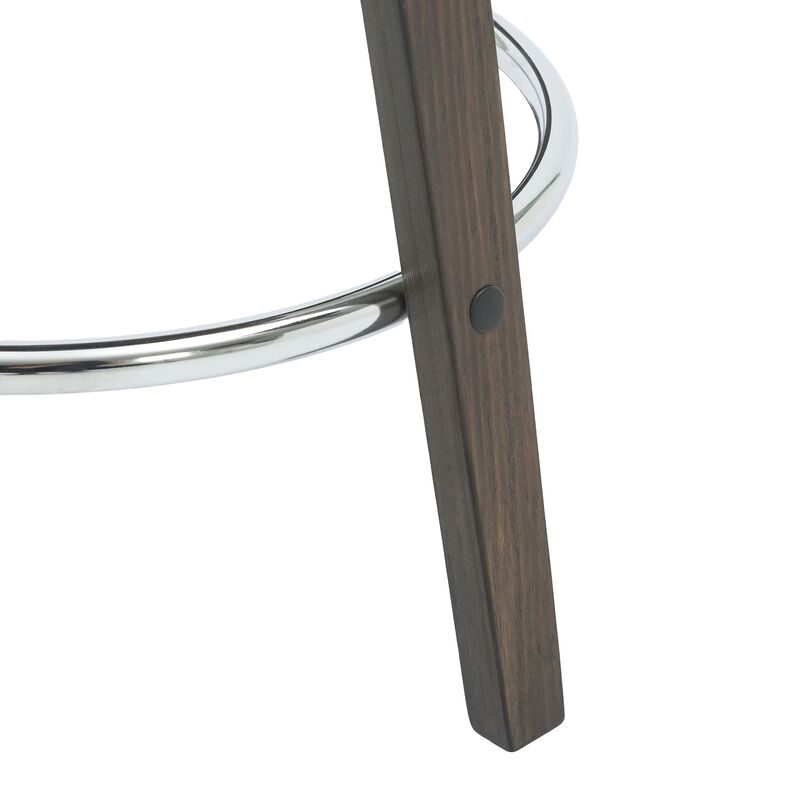 LeisureMod Pelya Modern Swivel Counter Stool Upholstered in Leather in Taupe